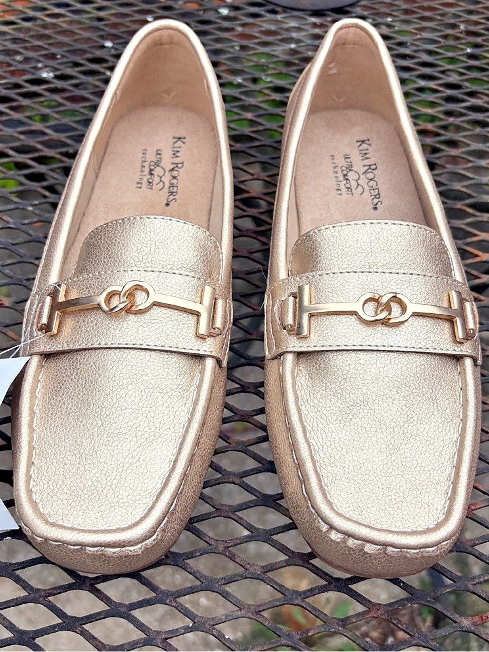 Kim Rogers Cherry Leather Horsebit Moccasins Gold US 9 NWT